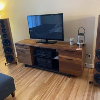 TV stand with compartments Walnut & Steel