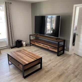 TV Furniture Set 4 drawers & Center Table Walnut & Steel