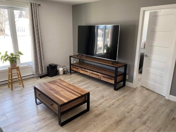 TV Furniture Set 4 drawers & Center Table Walnut & Steel