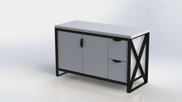 Central island with cherry wood & steel veneer