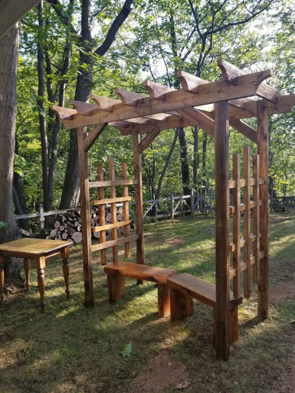 Recycled wood wedding arch