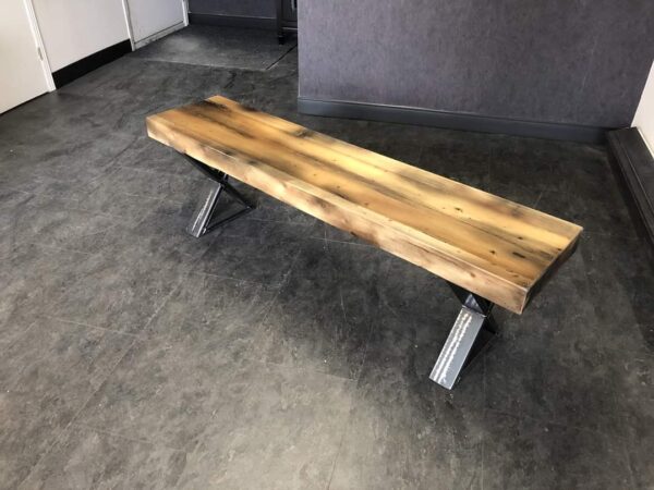 Bench with natural steel leg