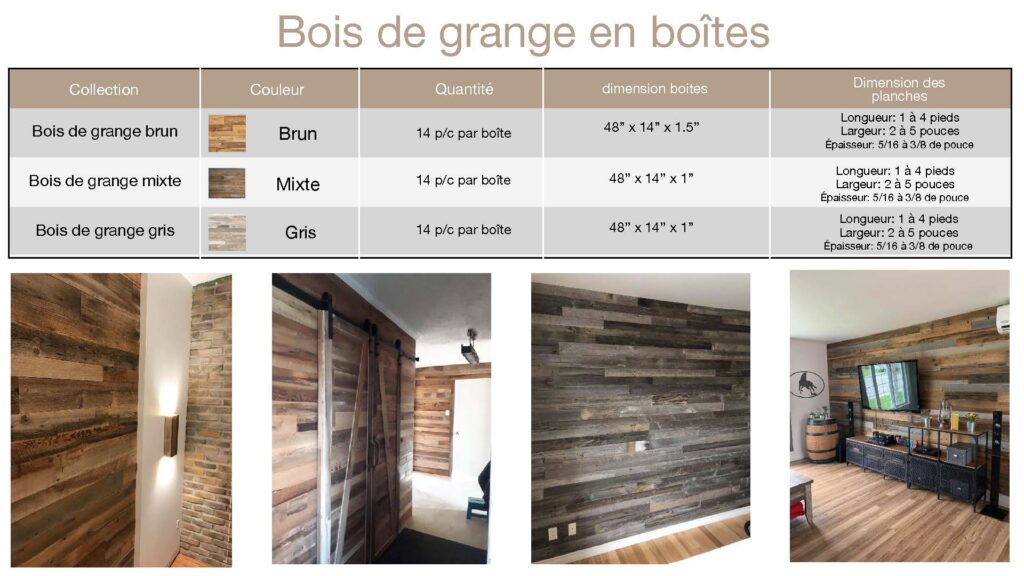 Bois de grange en boîtes